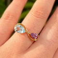 Aqua & Lilac Gold Infinity 'Toi et Moi' Ring | Size L | Unique & Co.
