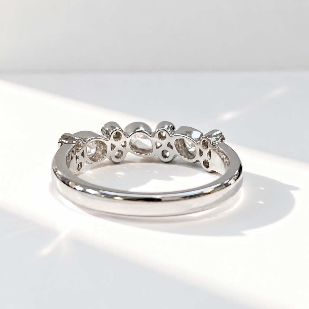 Platinum Pear and Round Natural Diamond Multi-Stone Bubble Ring | Size N