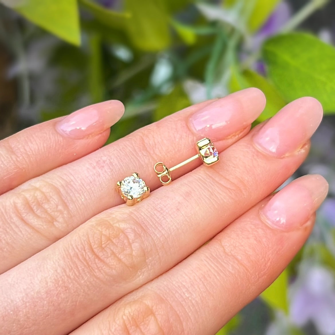 Cubic Zirconia 9ct Yellow Gold Stud Earrings