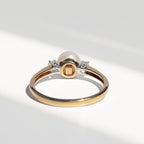 Classic Vintage Pearl and Diamond 9ct Yellow Gold Trilogy Ring | Size O ½