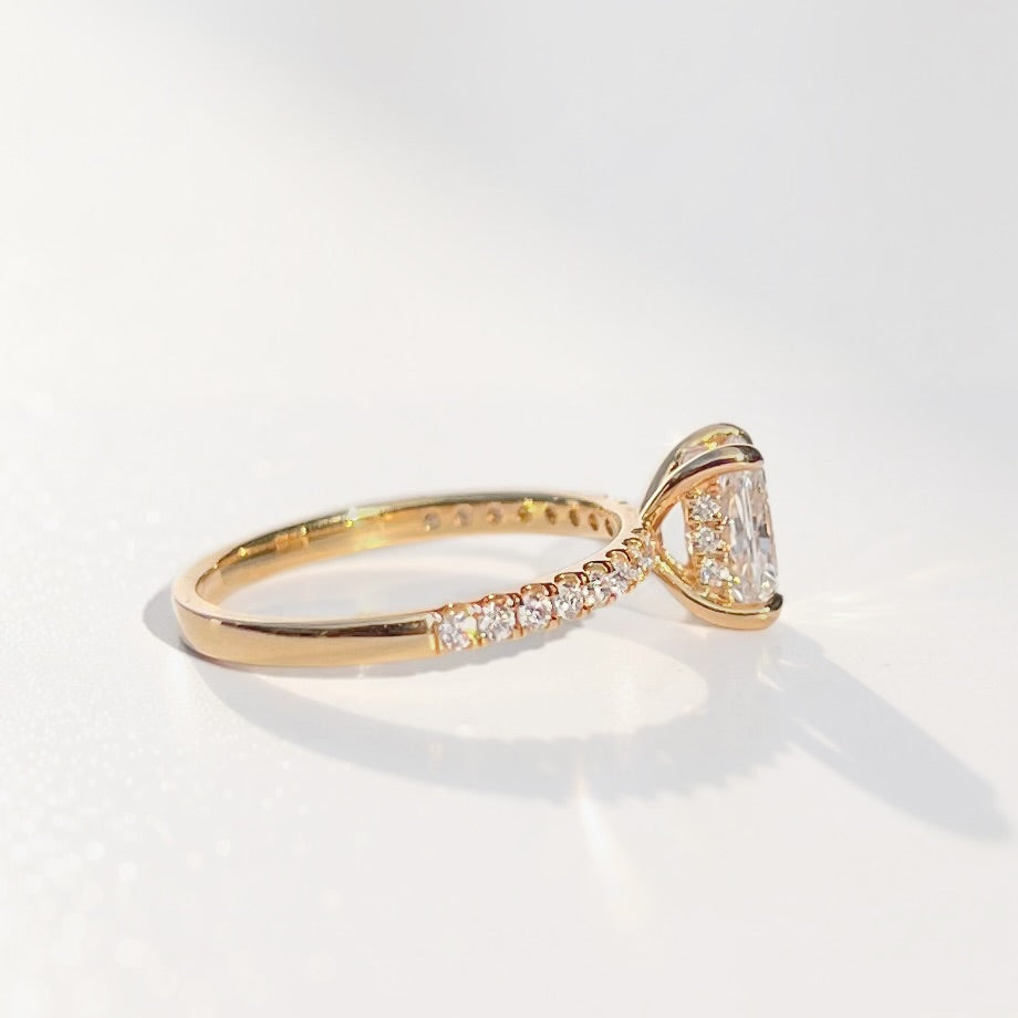 Radiant-Cut Lab-Grown Diamond 18ct Yellow Gold Engagement Ring | Size N