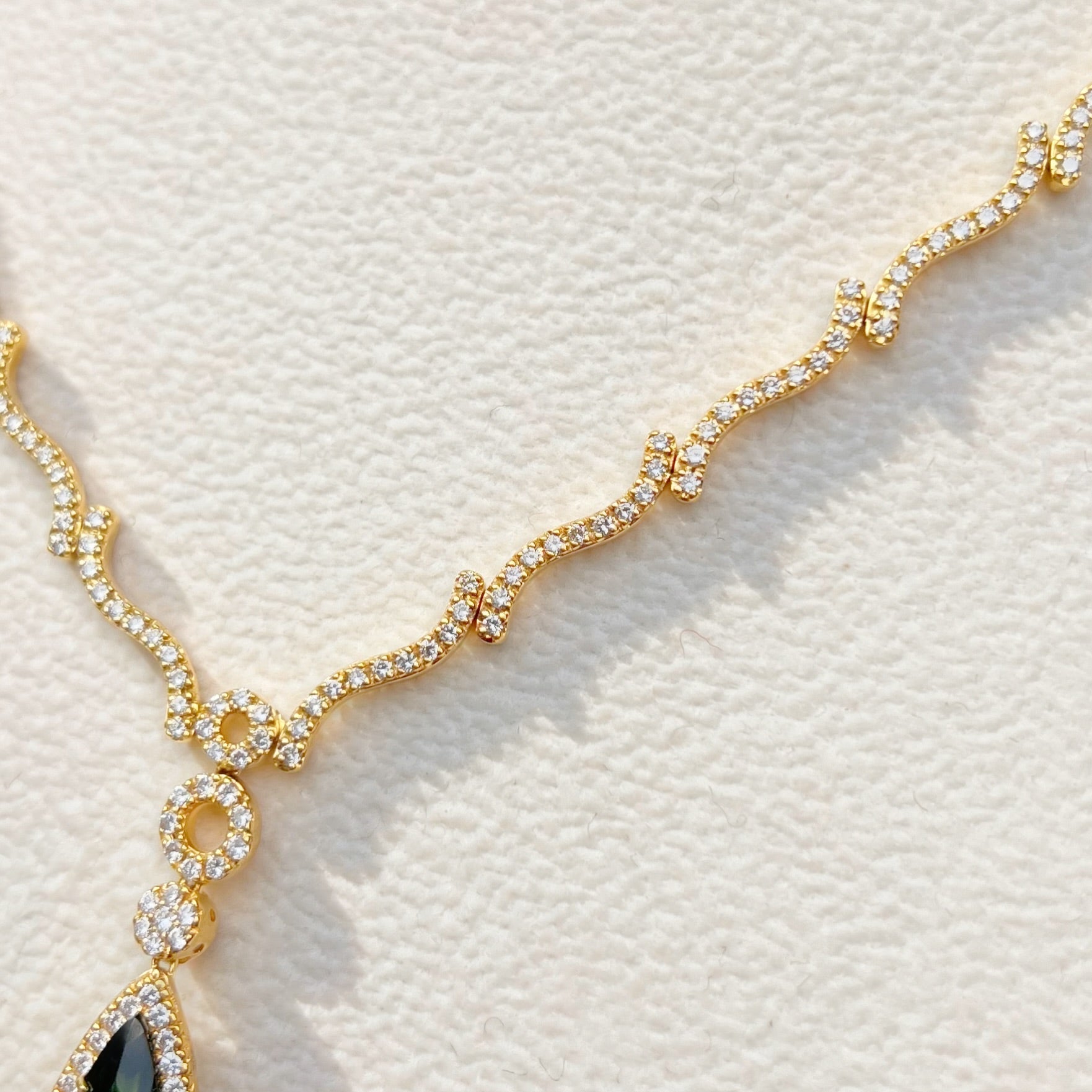 8.78ct Tourmaline and Diamond 18ct Yellow Gold Teardrop Necklace