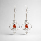Intricate Filigree Carnelian Sterling Silver Drop Earrings