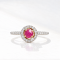 Pink Ruby and Diamond Dainty 9ct Yellow Gold Ring | Size N