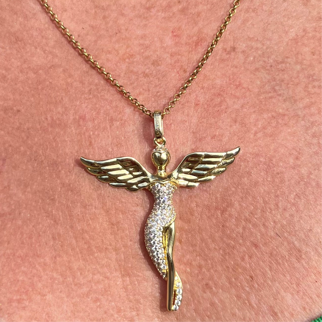 Engelsrufer Sterling Silver Yellow Gold Plated Large Angel Pendant