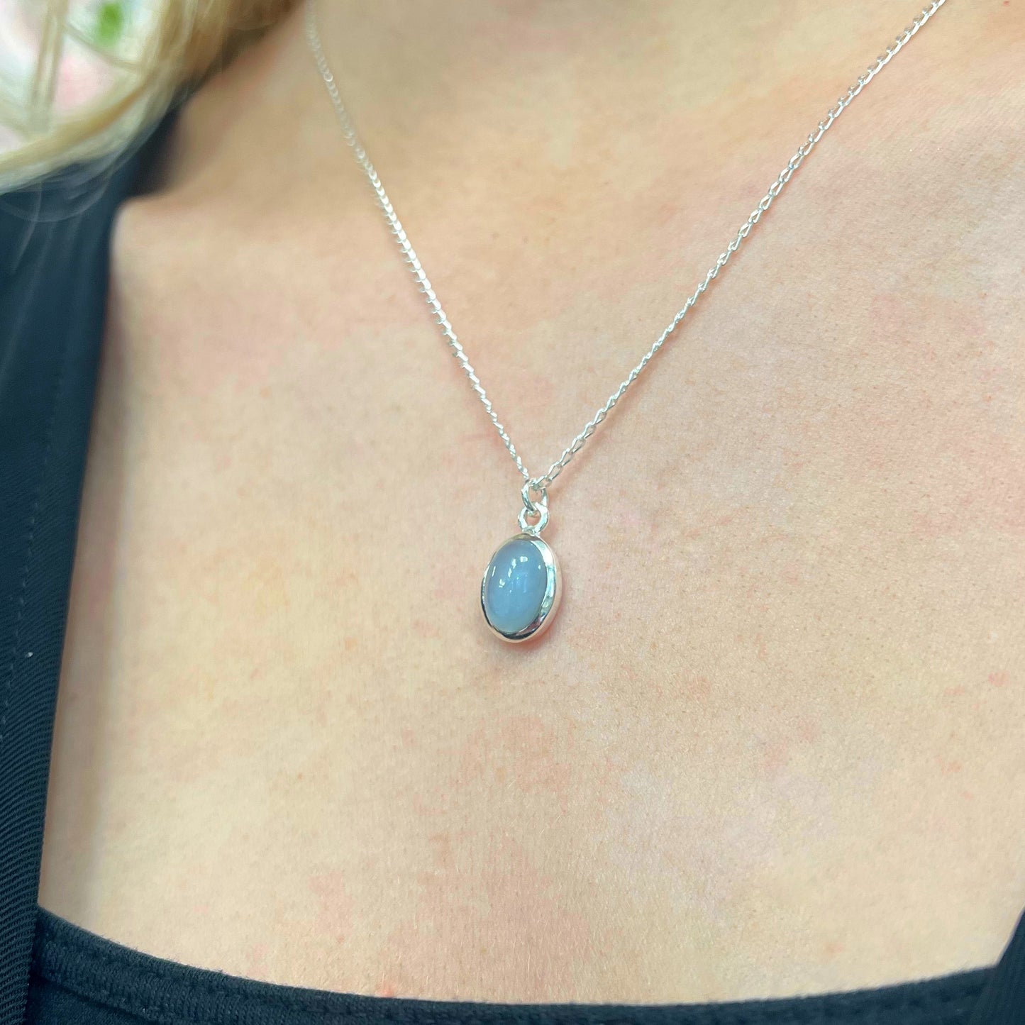 Dainty Sterling Silver Aquamarine Necklace