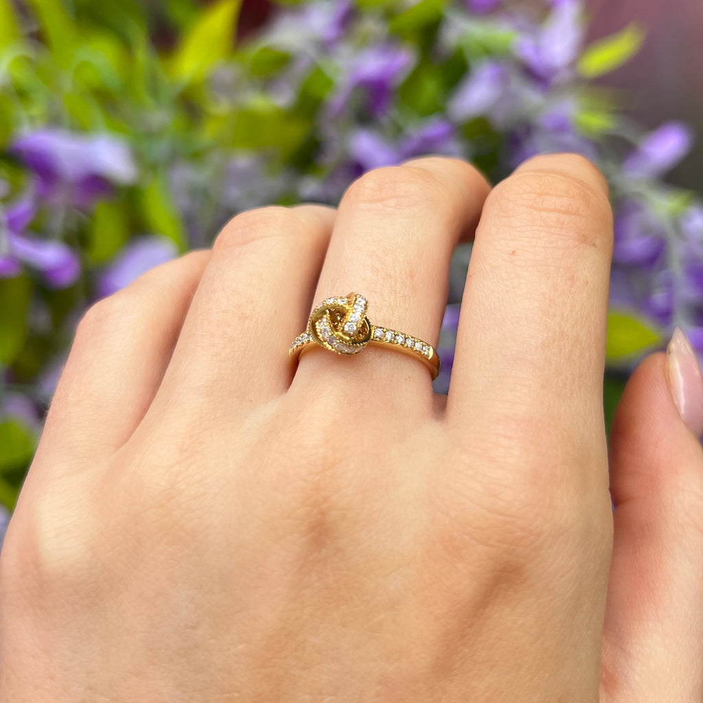 Diamond 18ct Yellow Gold Knot Ring | Size M