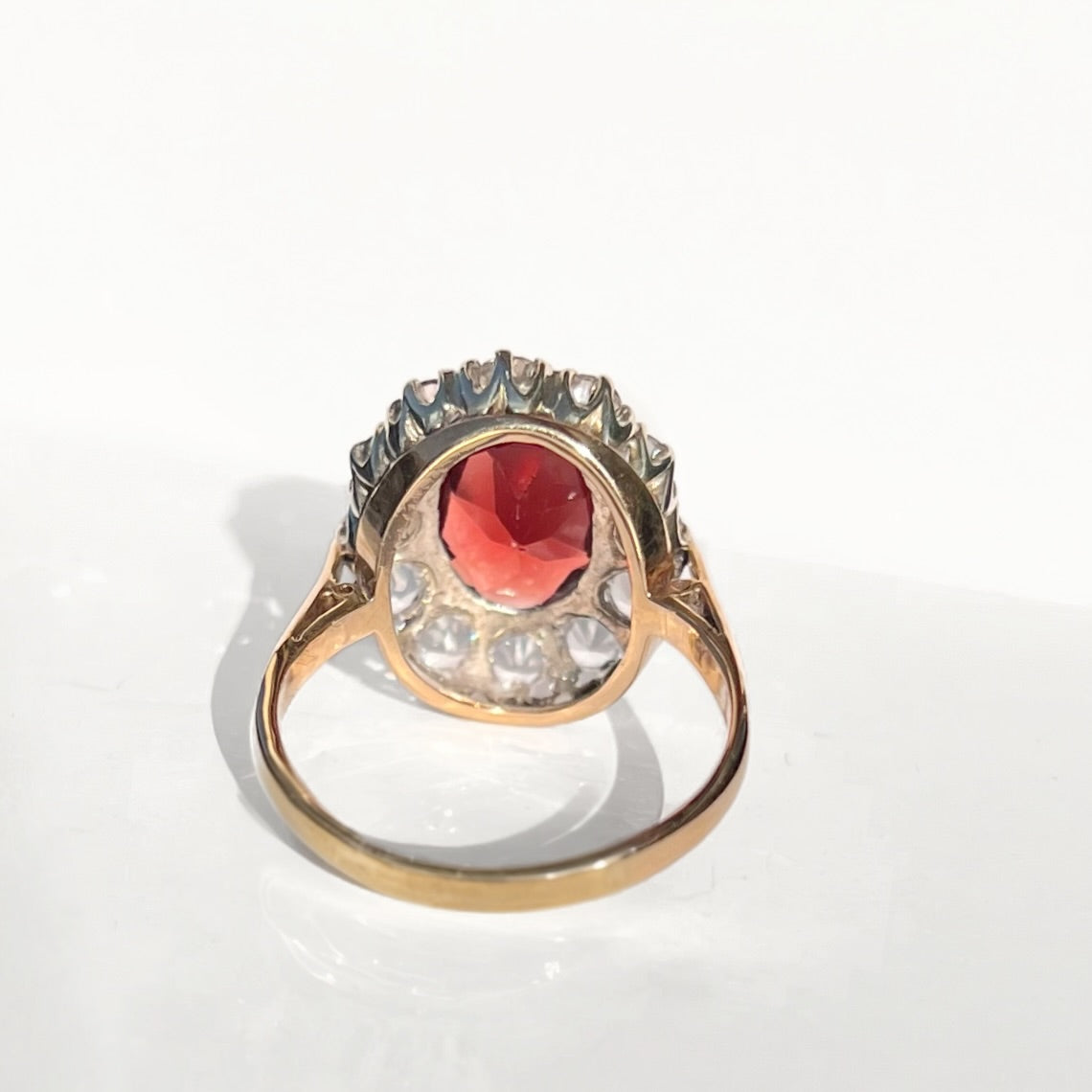 Vintage Garnet and Topaz 9ct Yellow Gold Cocktail Ring | Size R ½