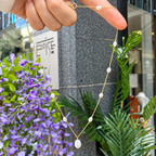 Pearl 9ct Gold Plated Sterling Silver Dainty Station Necklace