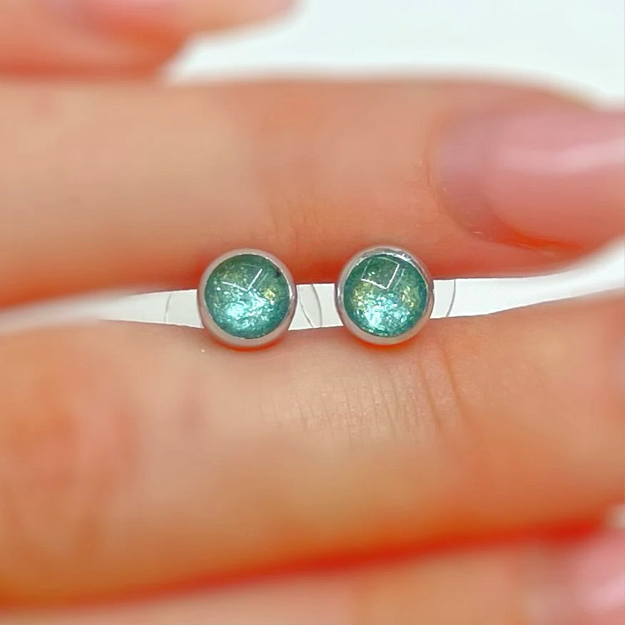 Turquoise Blue Dot Stud Earrings | Watch This Space