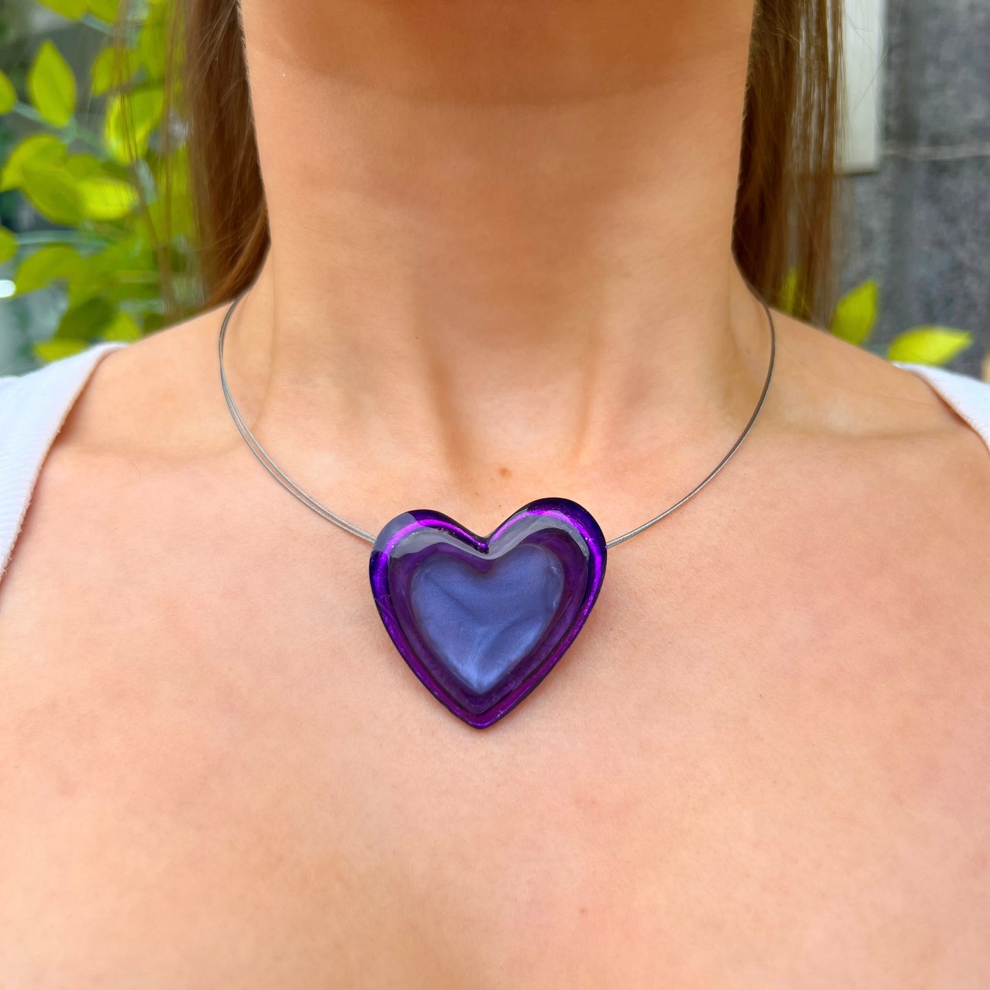 ‘Watch This Space’ Purple Love Heart Necklace