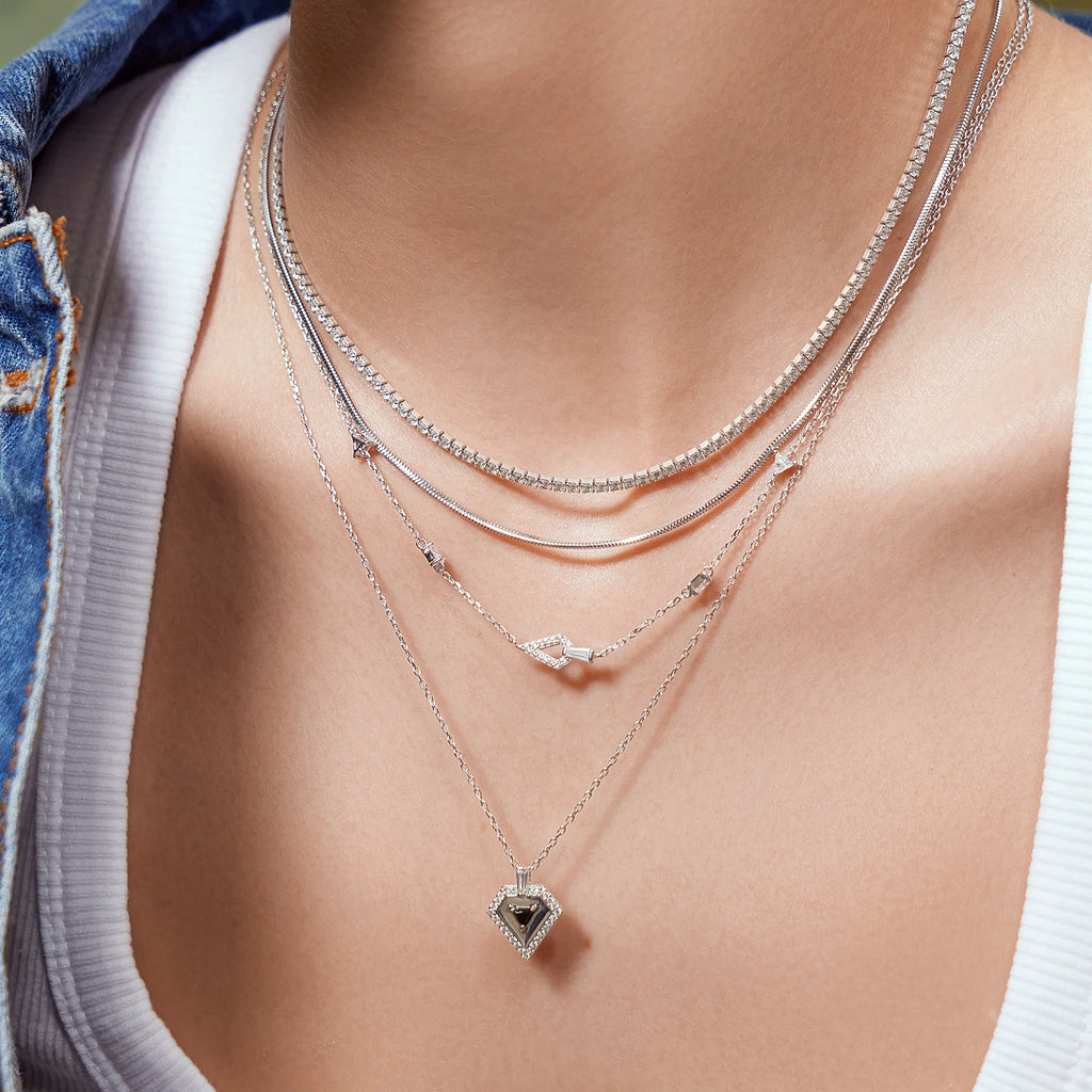Sterling Silver Cubic Zirconia Geometric Satellite Necklace | Ania Haie