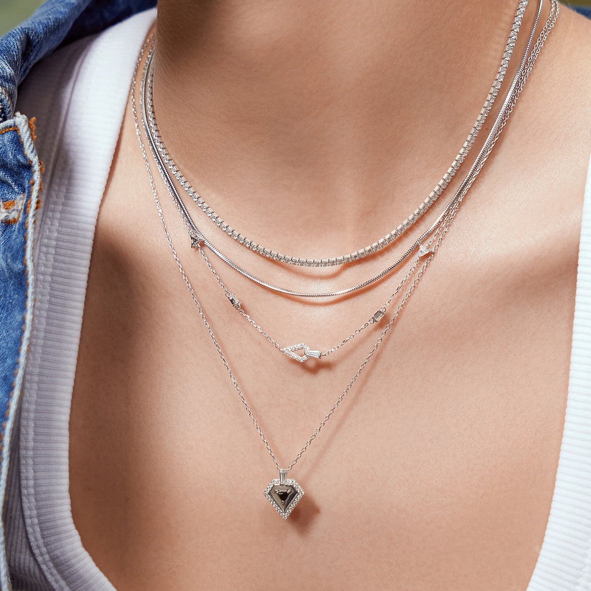 Sterling Silver Cubic Zirconia Geometric Satellite Necklace | Ania Haie