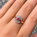 Ruby and Diamond Art Deco Reproduction 9ct Yellow Gold Ring | Size N