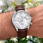 Festina | Timeless Chronograph Brown Leather White Dial Watch | Gents
