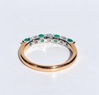Emerald and Diamond Dainty 9ct Yellow Gold Half Eternity Ring | Size O