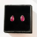 Pear-Cut Ruby Sterling Silver Dainty Stud Earrings