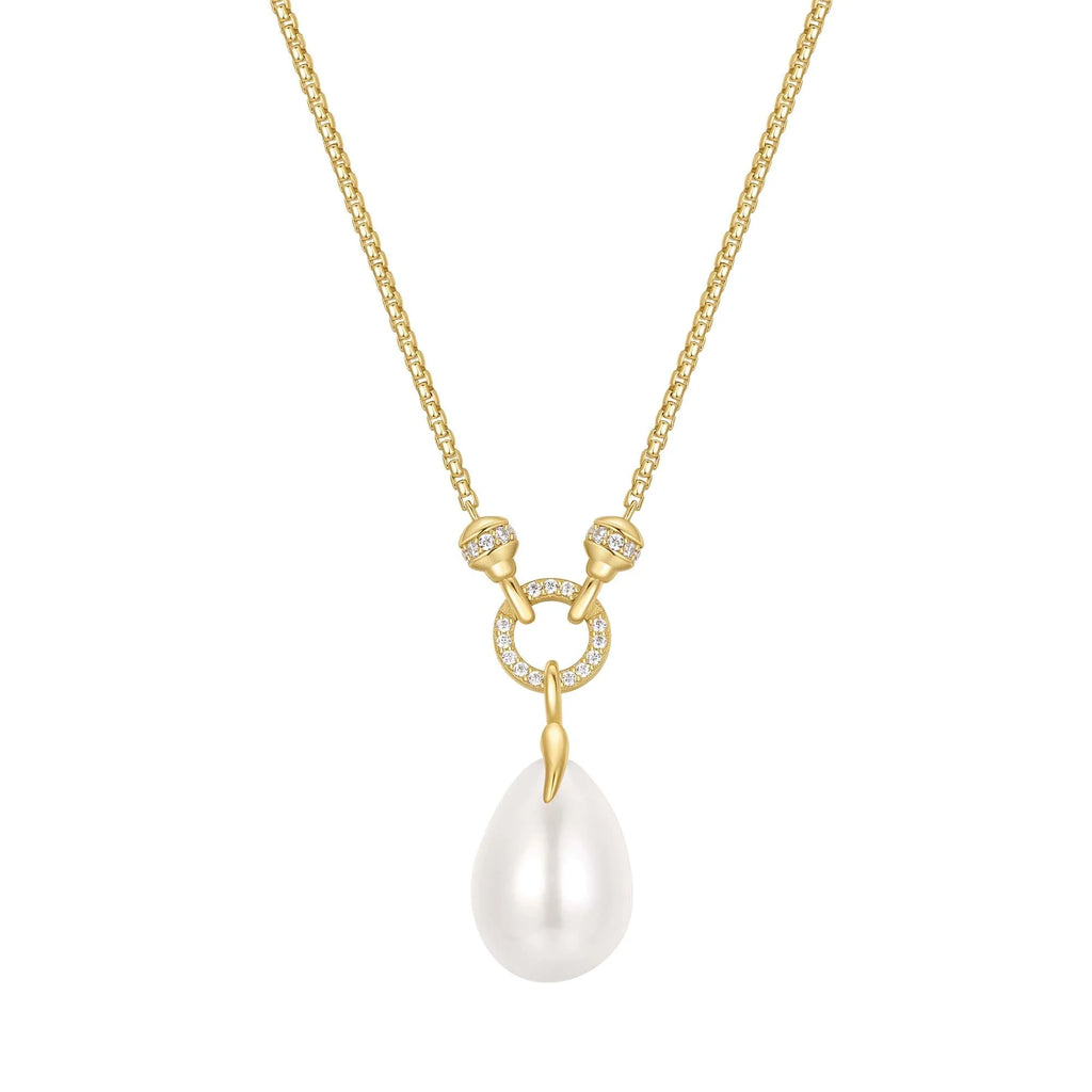 Gold Linked Shell Pearl Drop Pendant Necklace | Ania Haie