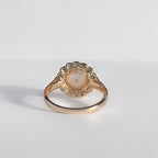 'The Audrey' Pearl and Diamond 9ct Yellow Gold Halo Cluster Ring | Size O