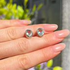 Sage Green Amethyst Sterling Silver Oval Stud Earrings