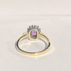 Vintage Emerald Cut Amethyst and Diamond 9ct Yellow Gold Halo Cluster Ring | Size K