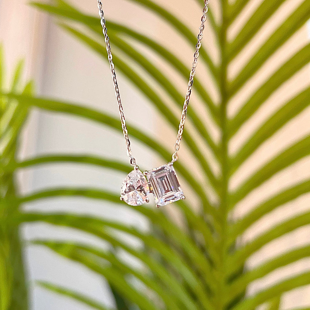 Cubic Zirconia ‘Toi et Moi’ Sterling Silver Necklace