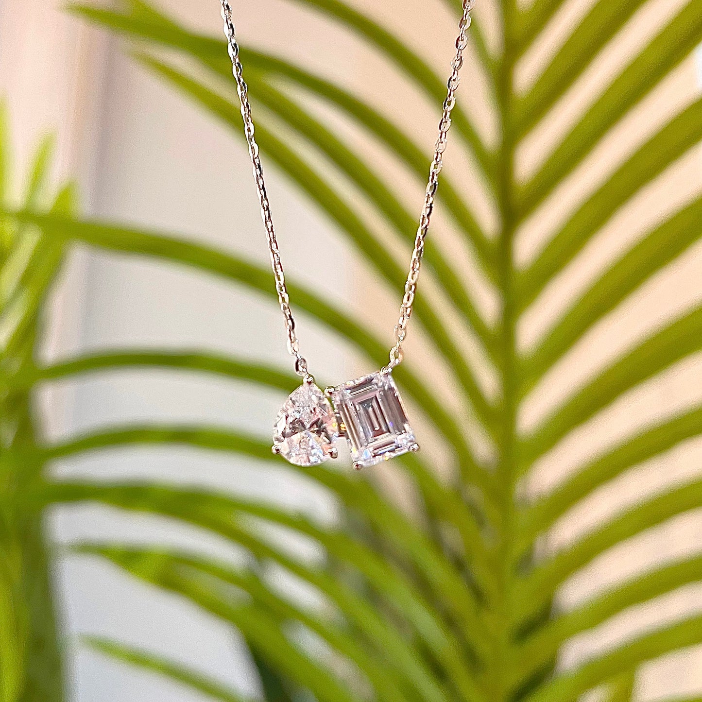 Cubic Zirconia ‘Toi et Moi’ Sterling Silver Necklace