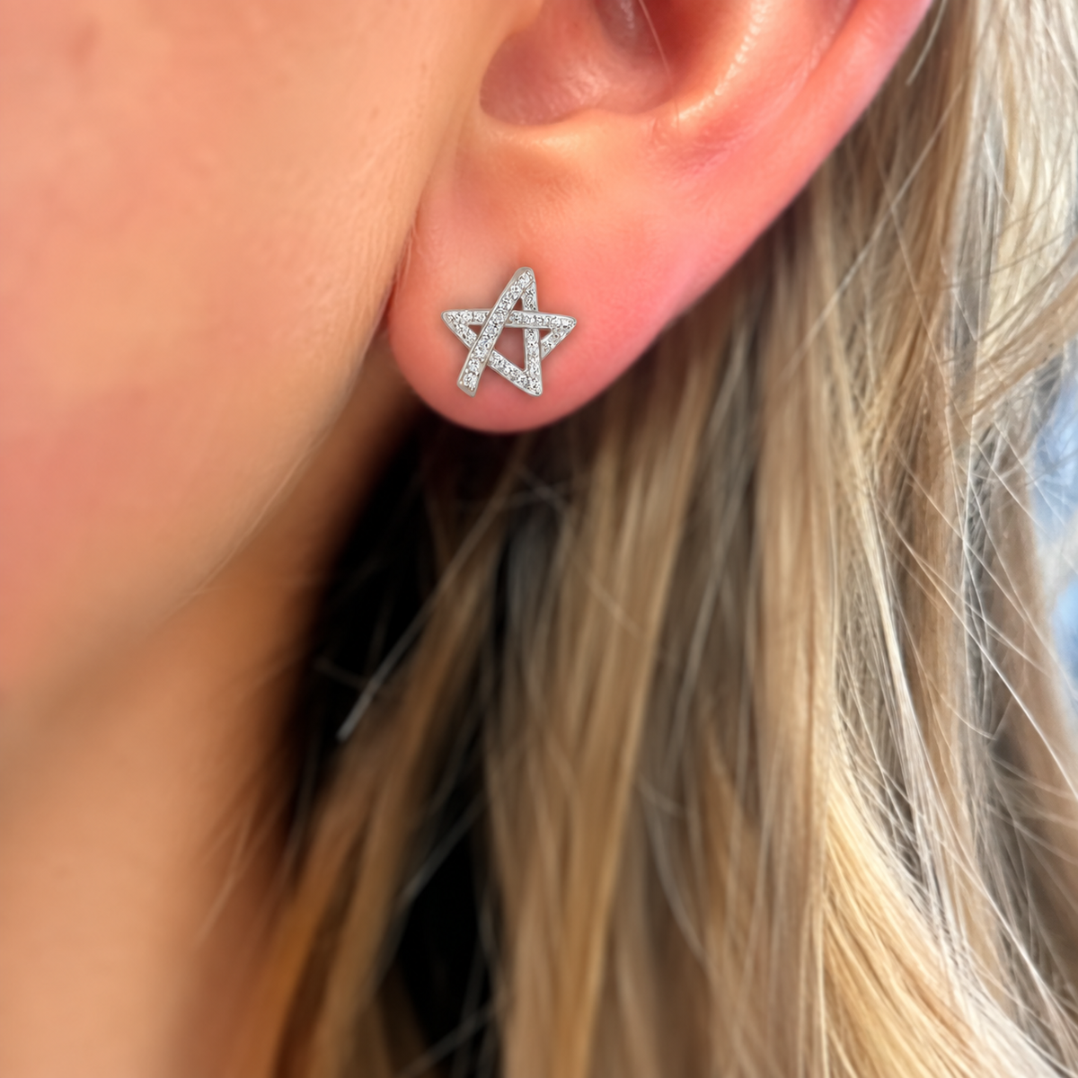 Asymmetric Five-Point Star Cubic Zirconia Sterling Silver Stud Earrings | Ania Haie