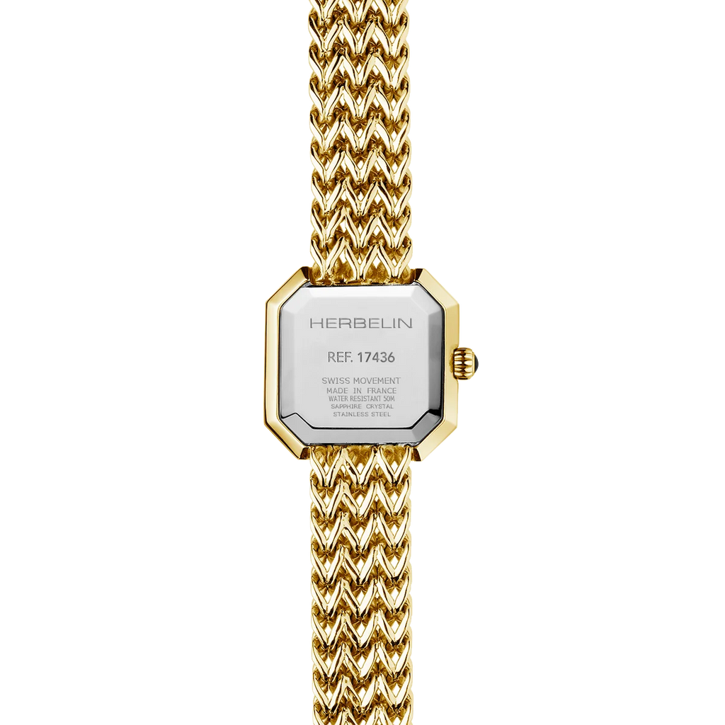 Herbelin Octogône Ladies Steel Gold Watch with Mother of Pearl White Dial