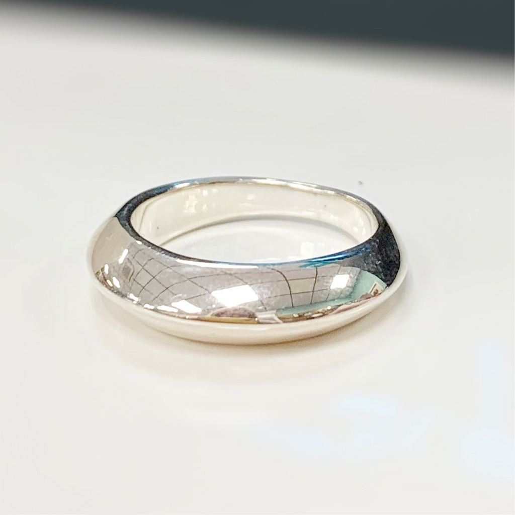 Sterling Silver Domed Band Chunky Ring | Size M ½