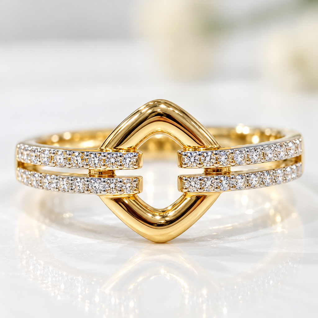 Diamond 9ct Yellow Gold Open Link Ring