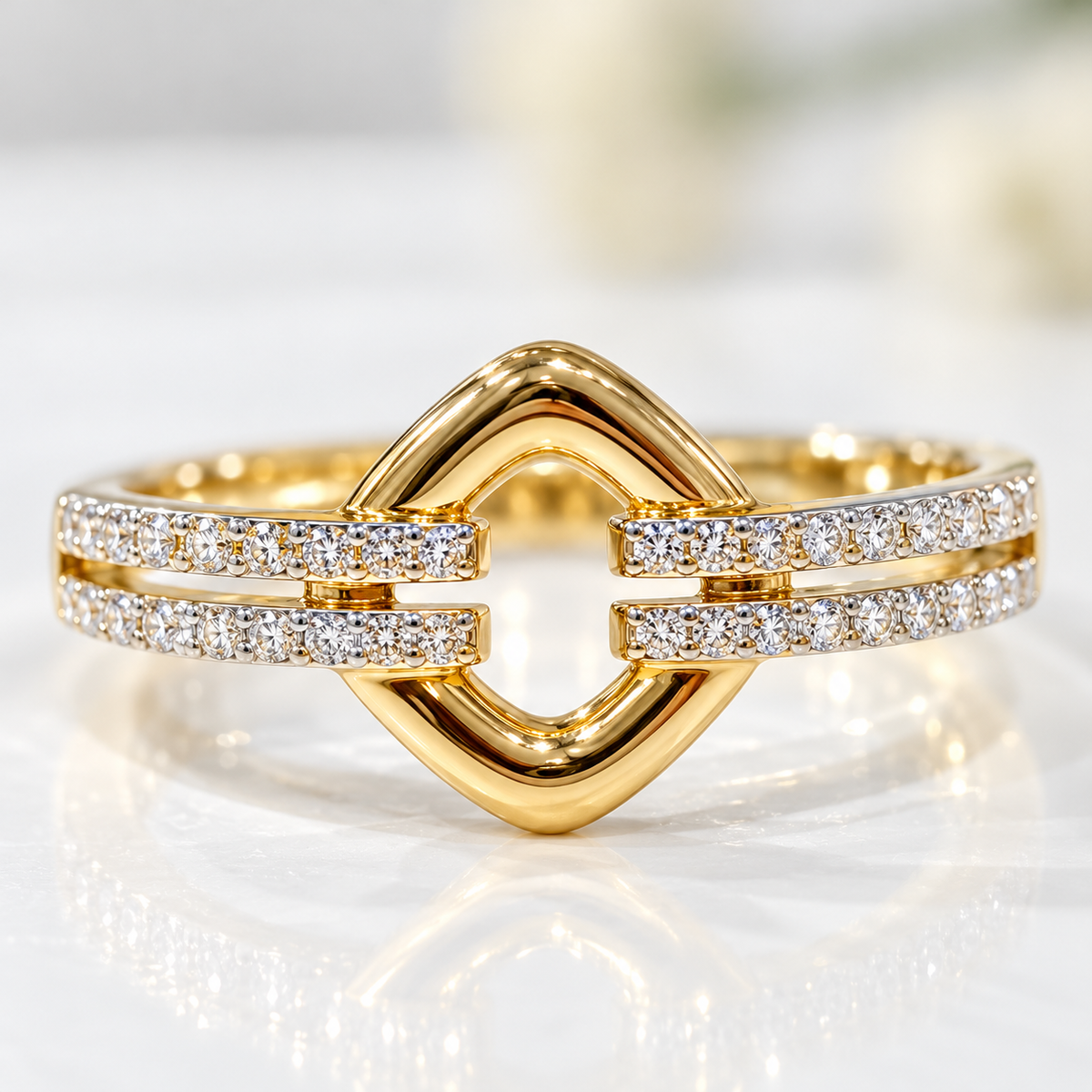 Diamond 9ct Yellow Gold Open Link Ring