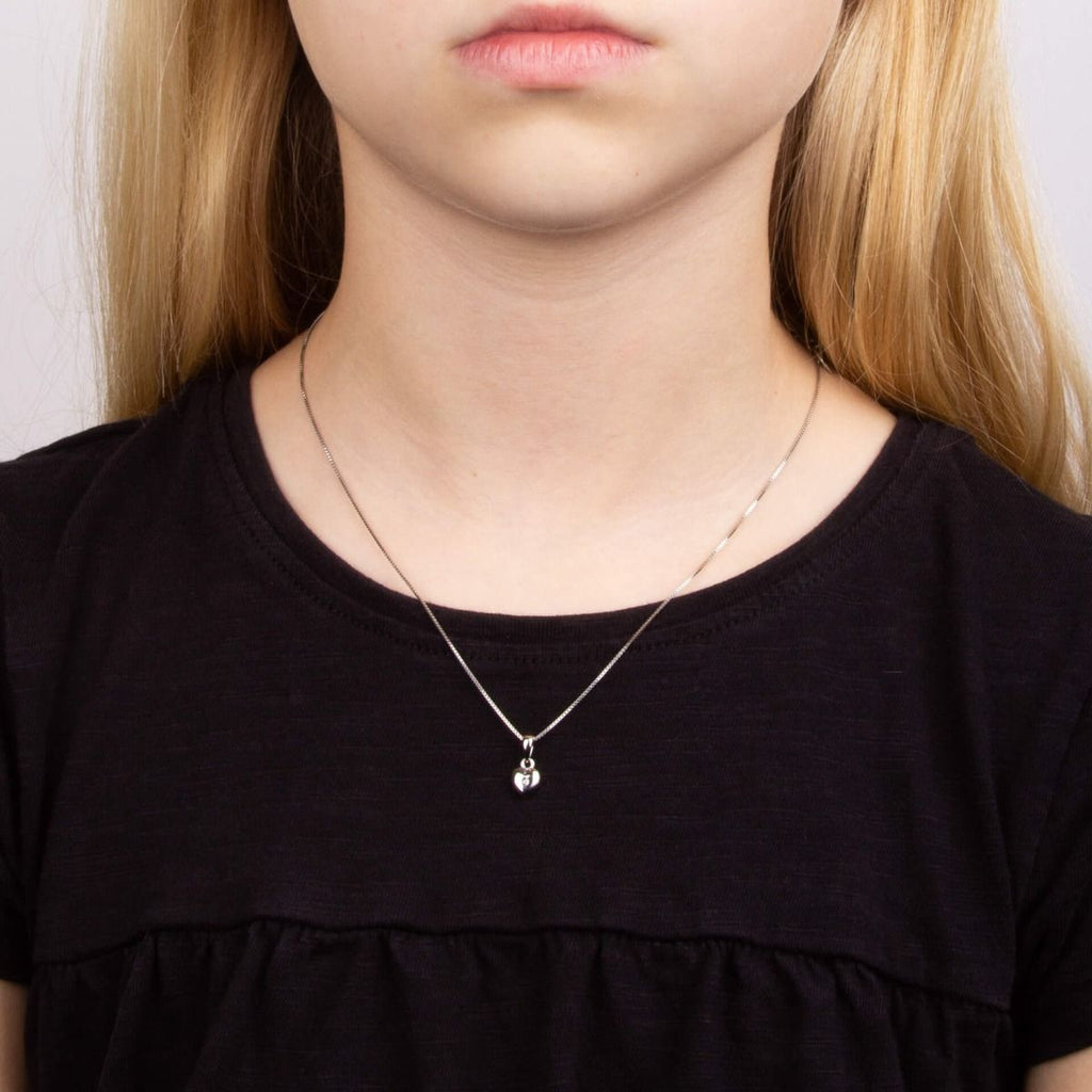 Diamond Sterling Silver Heart Children's Dainty Necklace