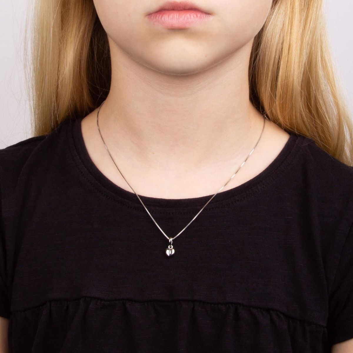 Diamond Sterling Silver Heart Children's Dainty Necklace