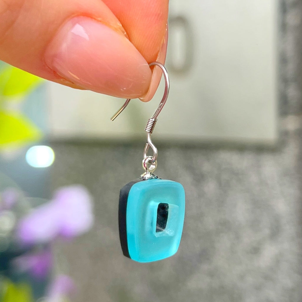 Blue Hollow Squares Drop Earrings | Watch This Space