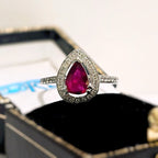 Ruby and Diamond Pear Shaped 18ct White Gold Ring | Size N