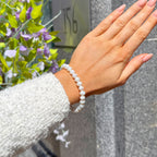 White Freshwater Pearl Beaded Sterling Silver Bracelet