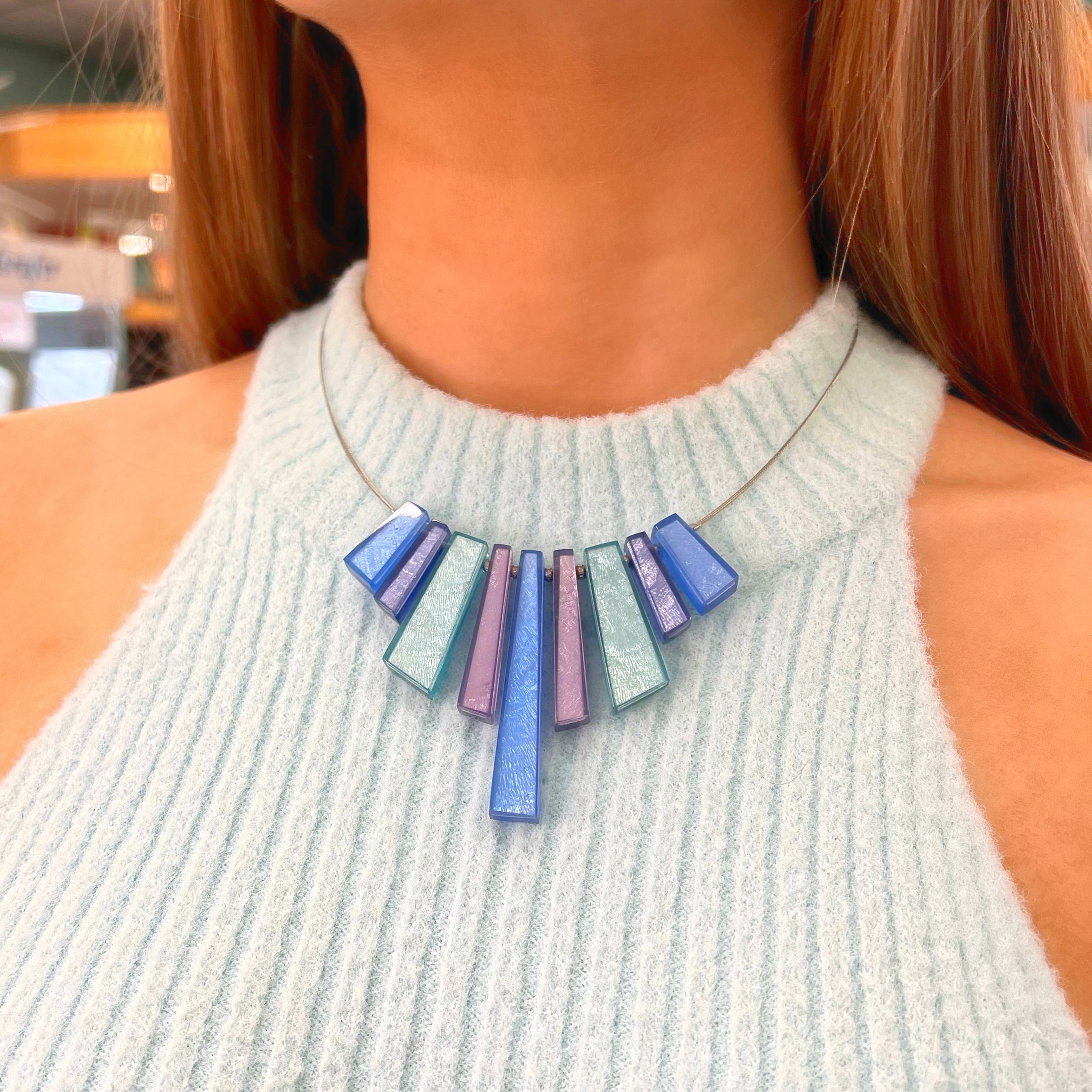 Pre-Order | Blue and Purple Art Deco Shard Necklace | Watch This Space