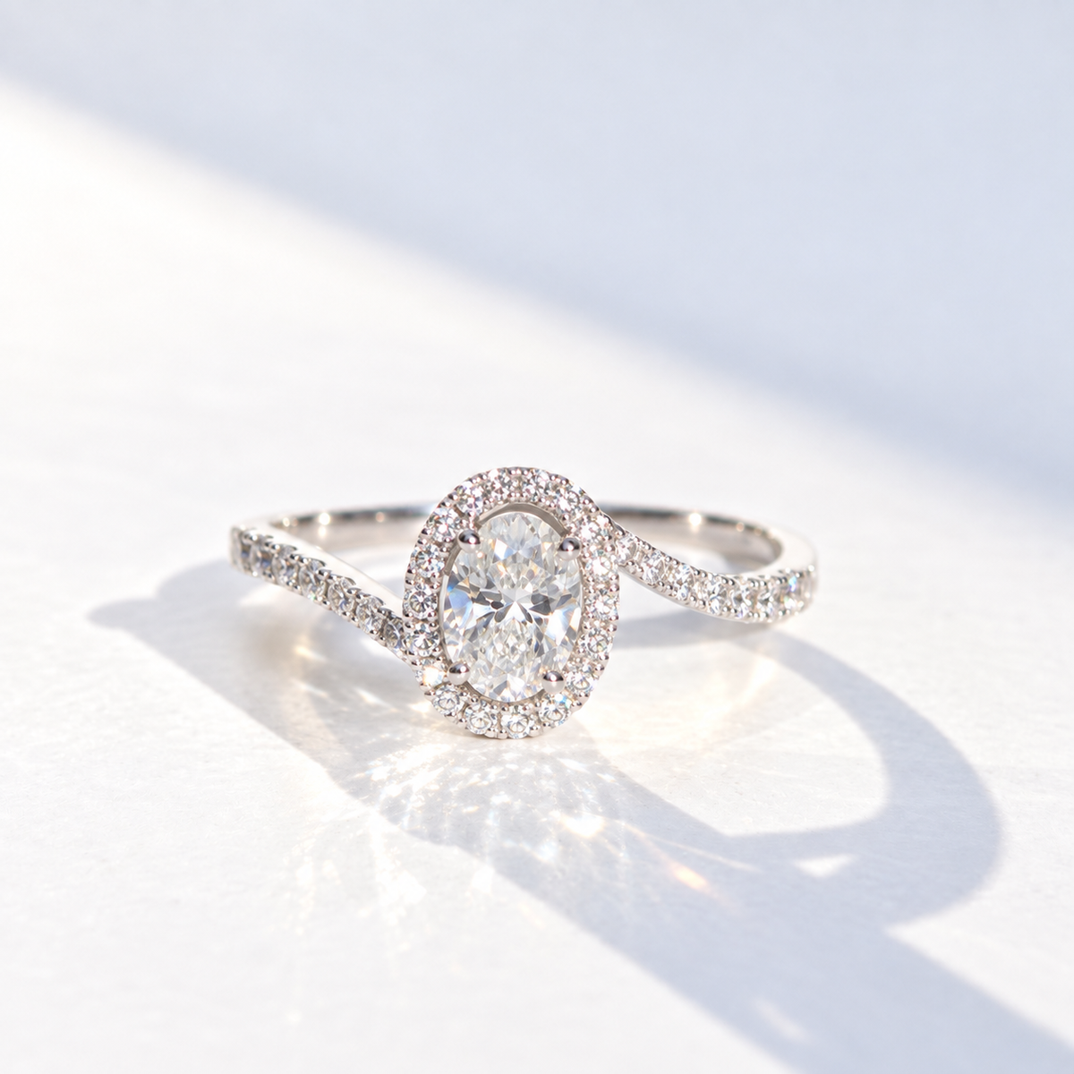 Diamond Twist 18ct White Gold Engagement Ring | Size O