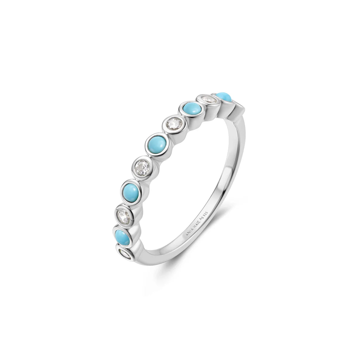 Ania Hae Silver Turquoise & Cubic Zirconia Ring - Size O