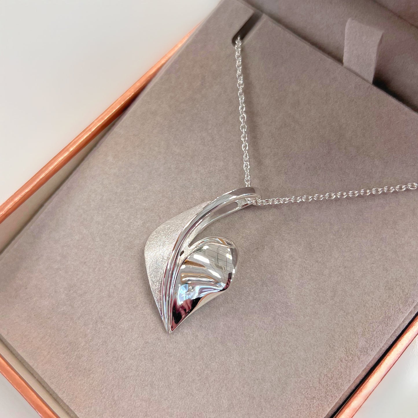 Contemporary Sterling Silver Organic Heart Shaped Necklace