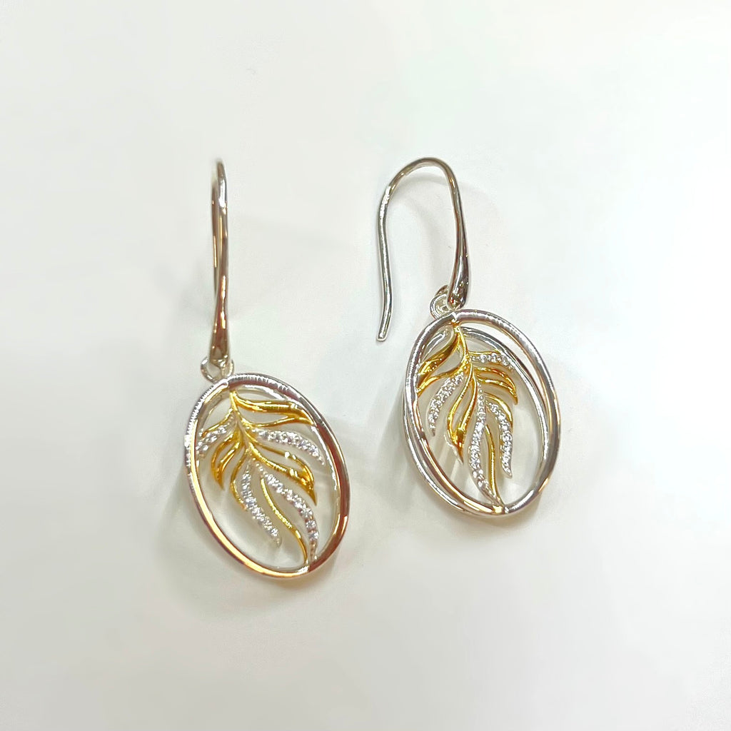 Cubic Zirconia Sterling Silver 9ct Gold Plated Drop Earrings | Unique & Co.