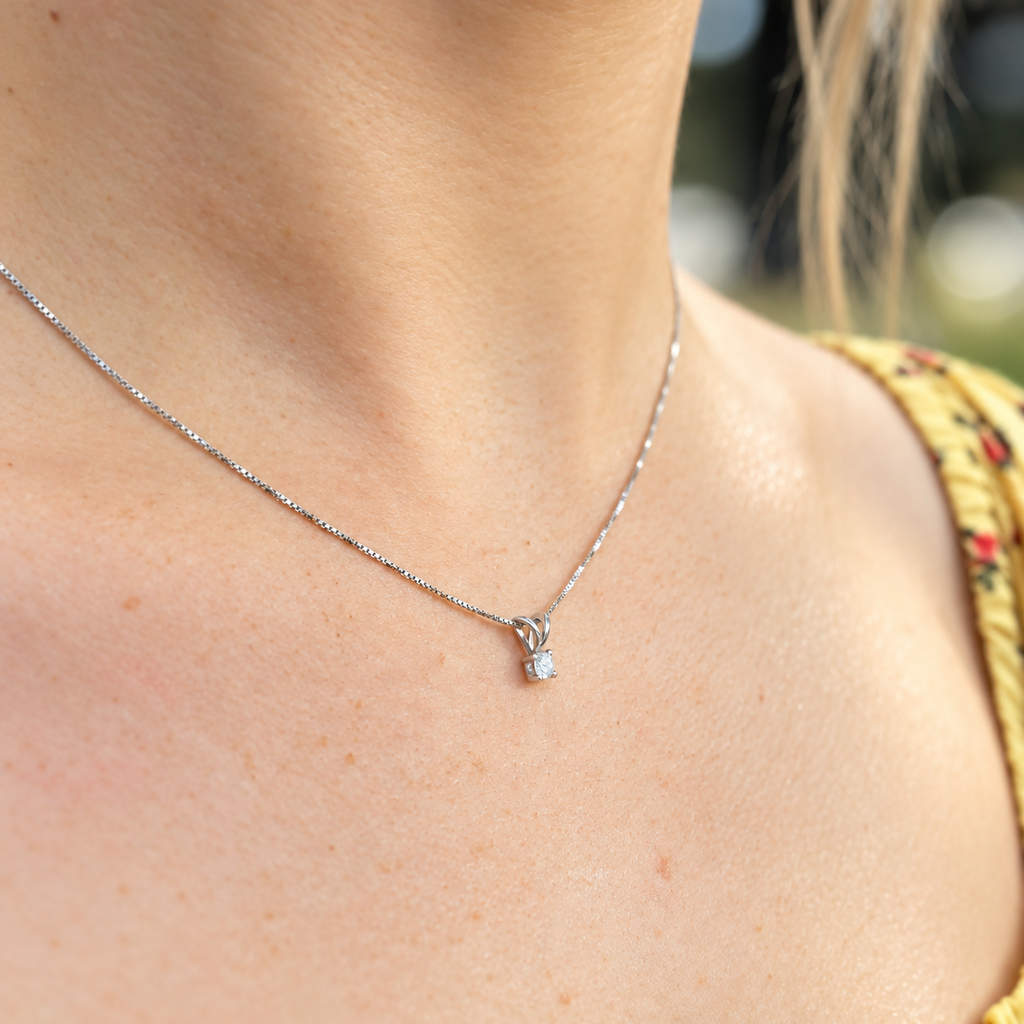 Diamond 9ct White Gold Dainty Necklace