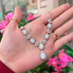 Opal & Cubic Zirconia Sterling Silver Necklace
