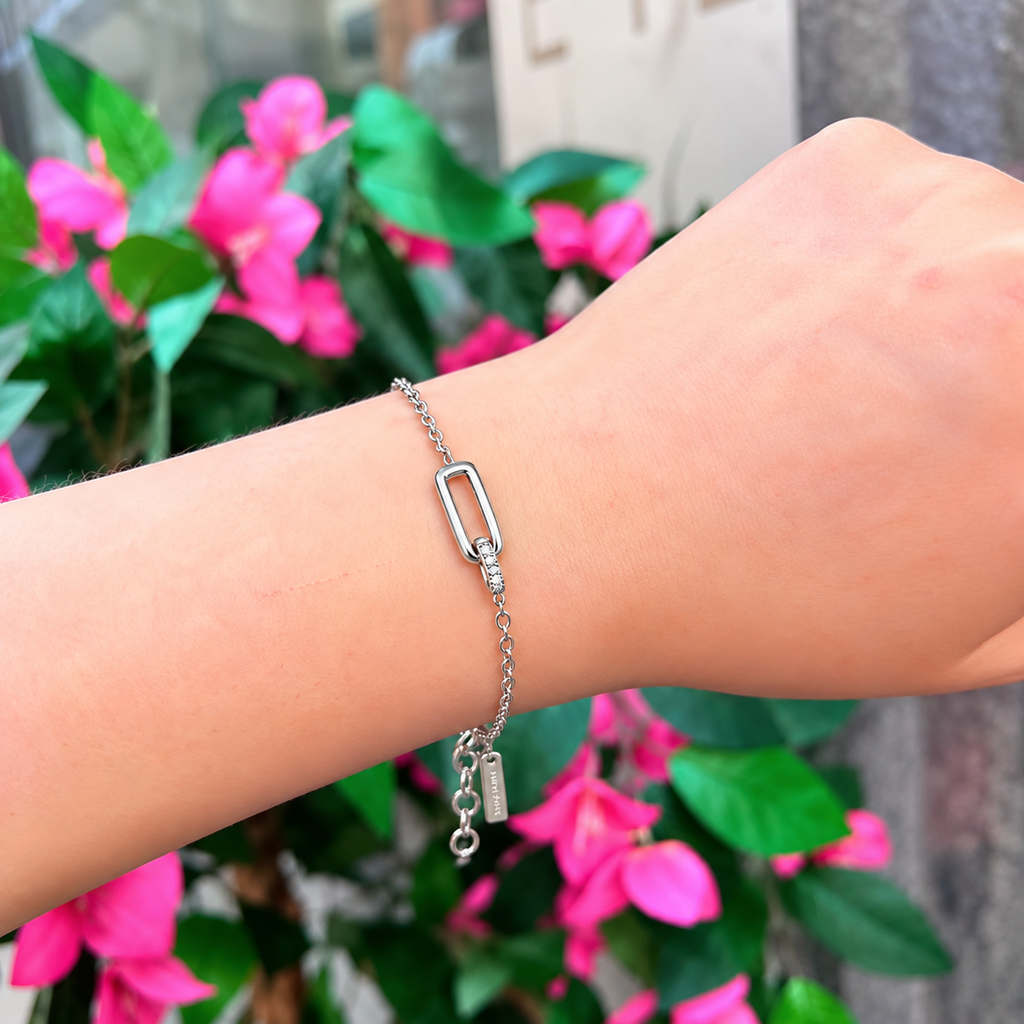 Sterling Silver Cubic Zirconia Glam Interlock Bracelet | Ania Haie