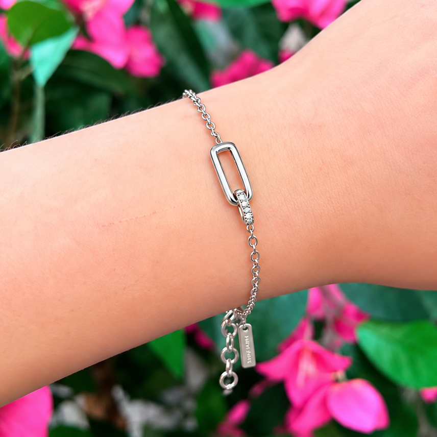 Sterling Silver Cubic Zirconia Glam Interlock Bracelet | Ania Haie