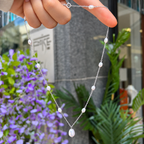 Pearl Sterling Silver Dainty Station Necklace
