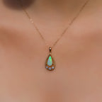 Art Deco Inspired Opal and Diamond 9ct Yellow Gold Necklace