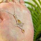 Citrine Sterling Silver Art Nouveau Inspired Necklace