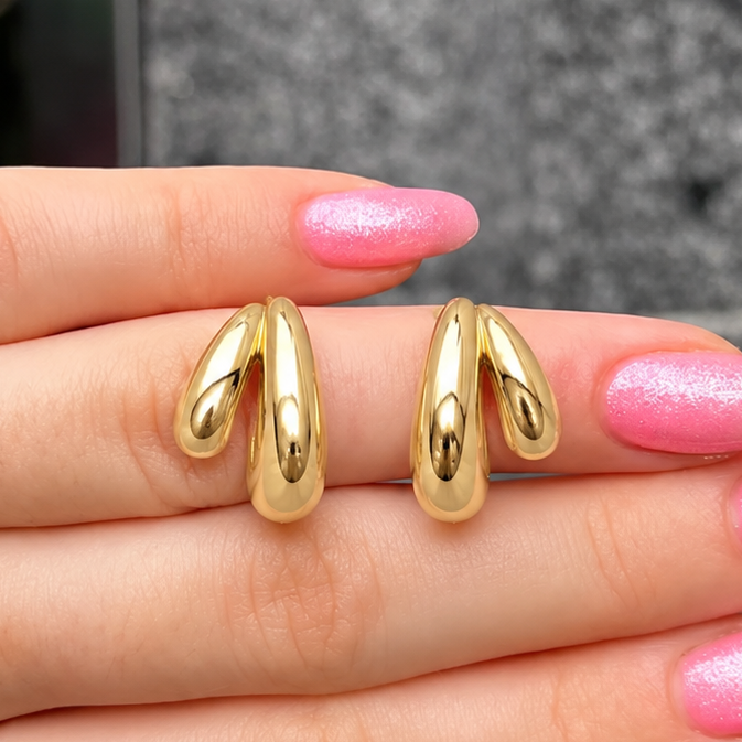 14ct Gold Plated Dome Huggie Hoop Earrings | Ania Haie